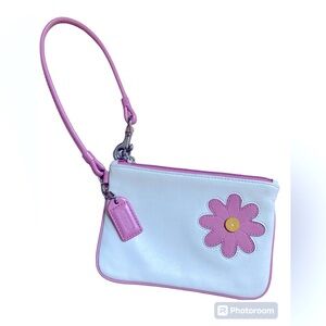 Coach Pink Button Flower Wristlet